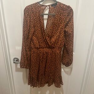 Trixxi Brown and Black Ruffled Wrap Sundress